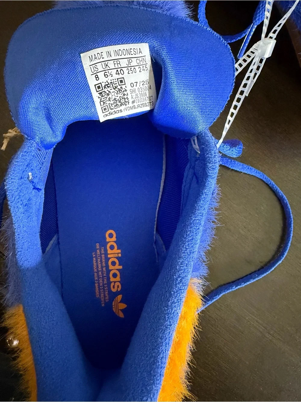 Adidas Gazelle Bold Fuzzy Blue Orange Platform Sneakers US 8 NWT